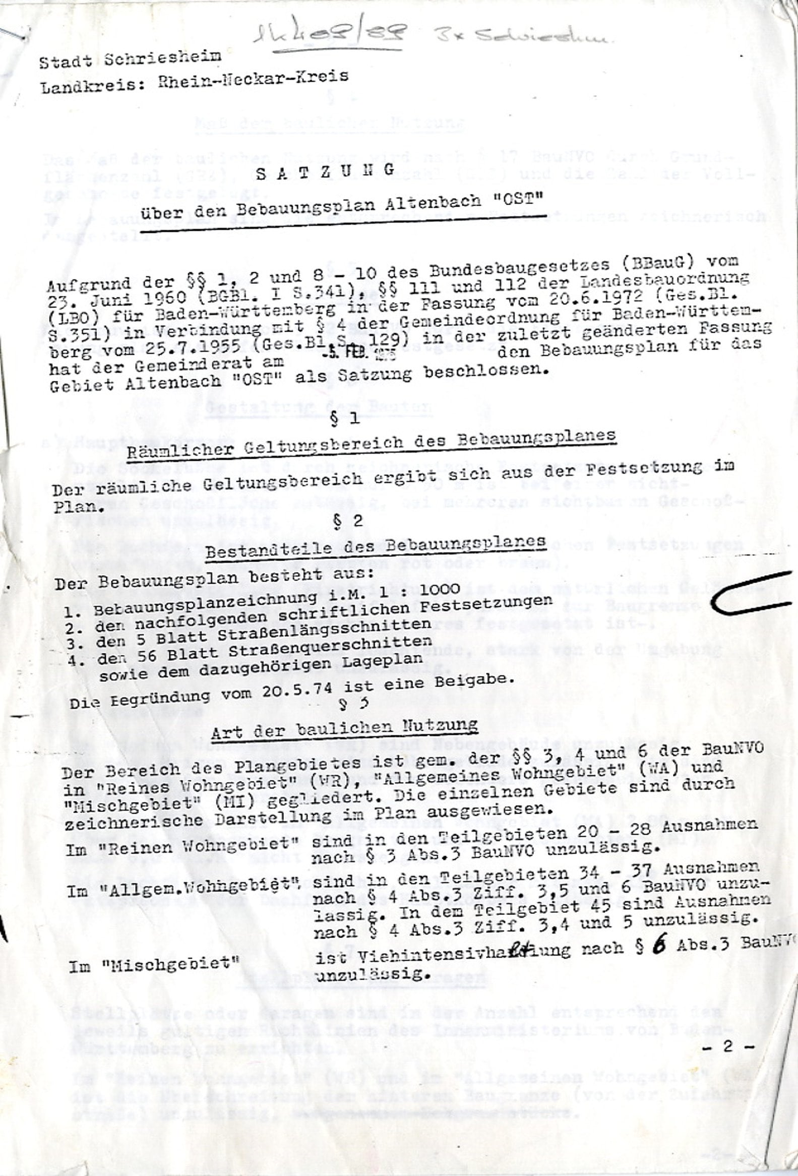 Satzung über B-Plan