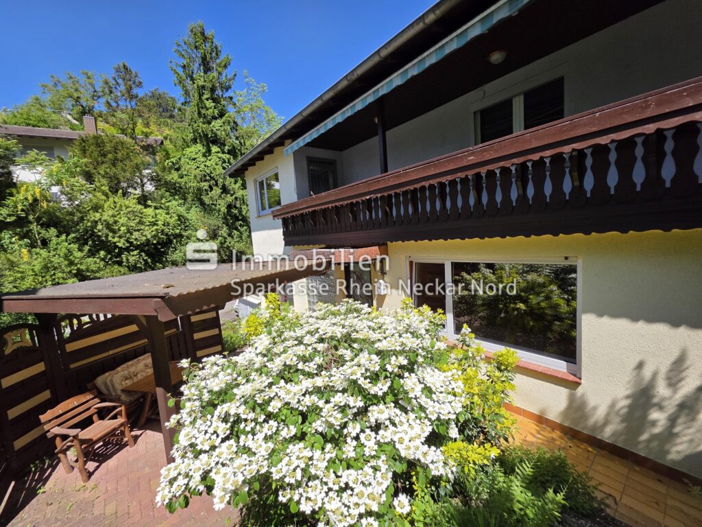 Blick auf Vorgarten mit Haus